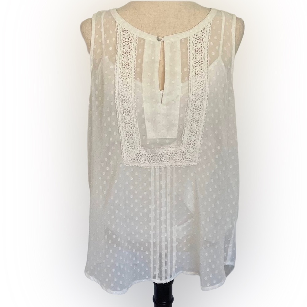 Daniel Rainn Lace‎ Cream Sleeveless Blouse w/ attached Camisole M